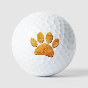 Dog Paw Burlap Aged Print Golf Balls