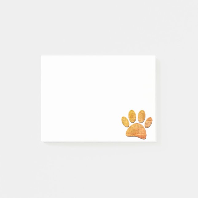 Dog Paw Burlap Aged Print Post-it Notes (Front)