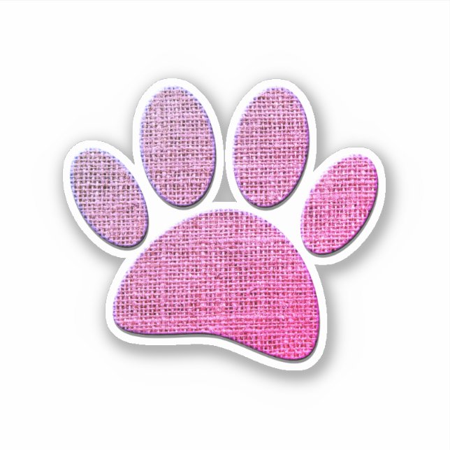 Dog Paw Burlap Print In Pink (Front)
