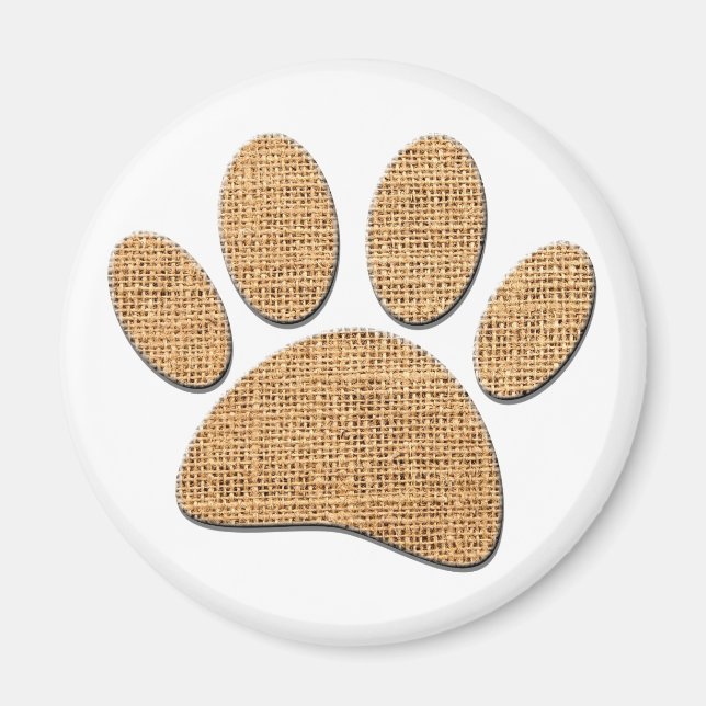 Dog Paw Burlap Print Magnet (Front)