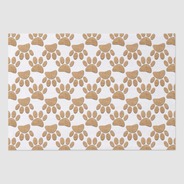 Dog Paw Burlap Print Tissue Paper (Front)