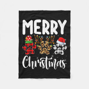 Dog Paw Christmas Elf Reindeer Santa Puppy Dog Lov Fleece Blanket