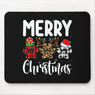 Dog Paw Christmas Elf Reindeer Santa Puppy Dog Lov Mouse Pad