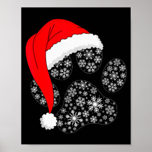 Dog Paw Christmas Santa Hat Funny Puppy Dog Lover  Poster