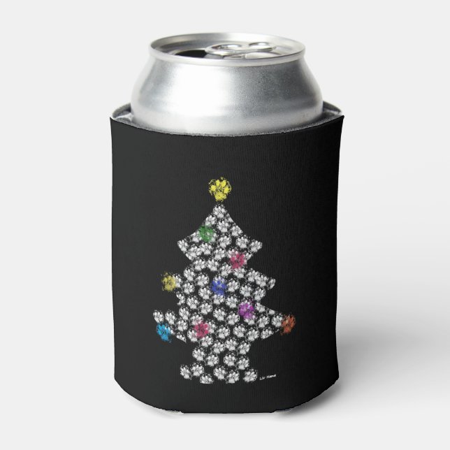 Dog Paw Christmas Tree Can Cooler (Can Front)