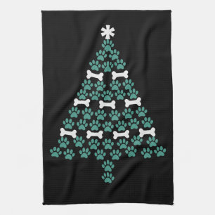 Dog Paw Christmas Tree Cute Xmas Gift Puppy Lover Tea Towel