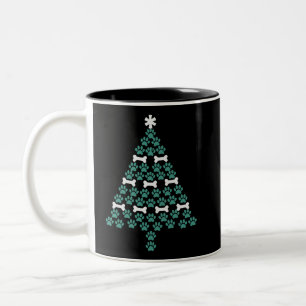 Dog Paw Christmas Tree Cute Xmas Gift Puppy Lover Two-Tone Coffee Mug