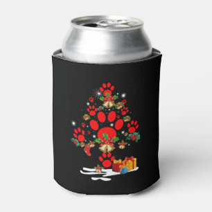 Dog Paw Christmas Tree Funny Merry Christmas Can Cooler