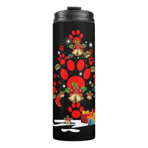 Dog Paw Christmas Tree Funny Merry Christmas Thermal Tumbler