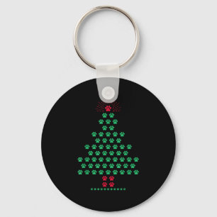 Dog Paw Christmas Tree Pajamas Puppy Dog Lover Xma Key Ring
