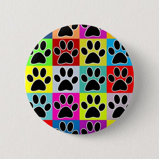 dog paw coloured 6 cm round badge (Front)