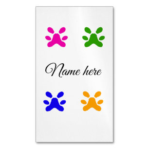 Dog paw colourful pet add name text animal paw magnetic business card