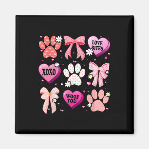 Dog Paw Coquette Bow Heart Valentine Day Dog Lover Magnet