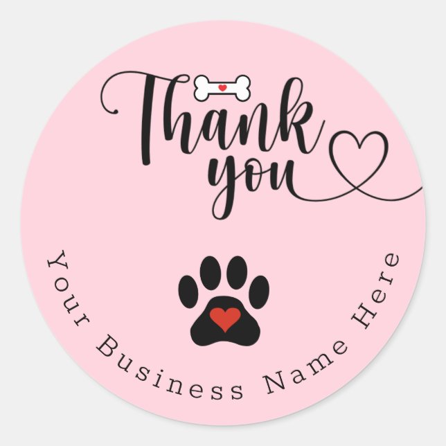 Dog Paw Custom Thank You Stickers (Front)