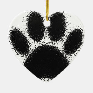 Dog Paw Drawing Ceramic Tree Decoration