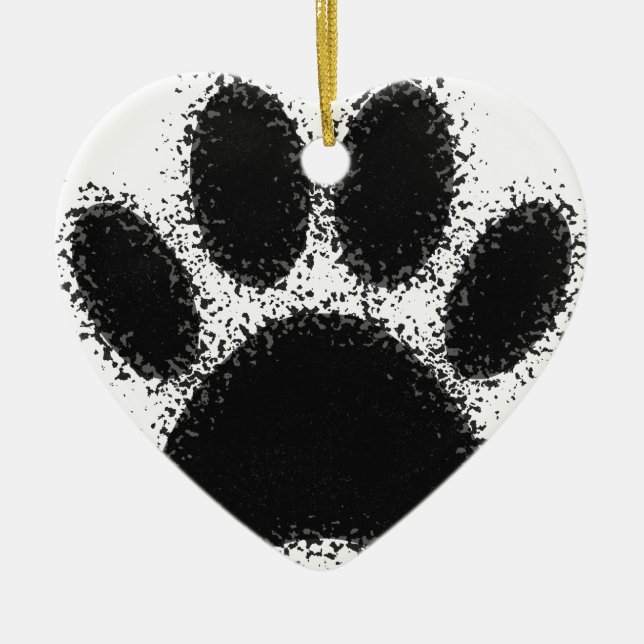 Dog Paw Drawing Ceramic Tree Decoration (Front)