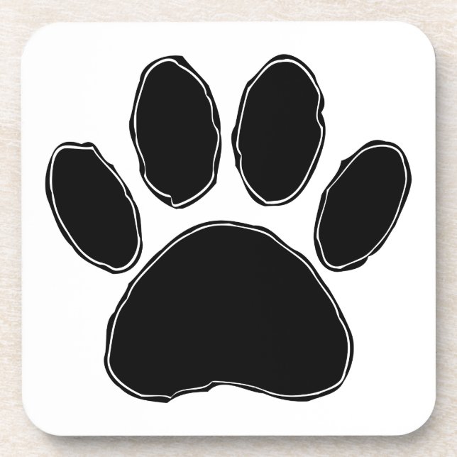 Dog Paw Drawing In Black Coaster (Front)