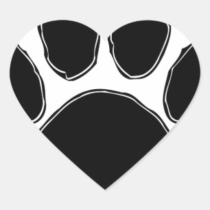 Dog Paw Drawing In Black Heart Sticker