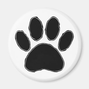 Dog Paw Drawing In Black Magnet