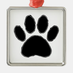 Dog Paw Drawing In Black Metal Tree Decoration