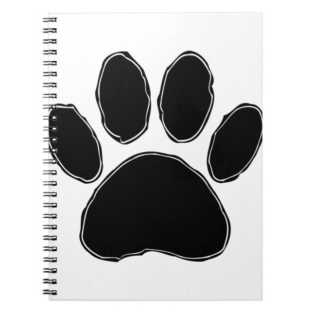 Dog Paw Drawing In Black Notebook (Front)