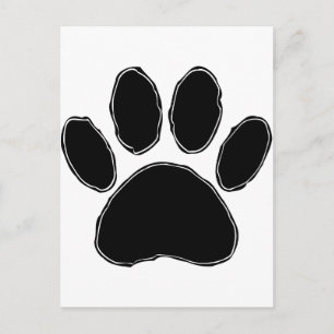 Dog Paw Drawing In Black Postcard