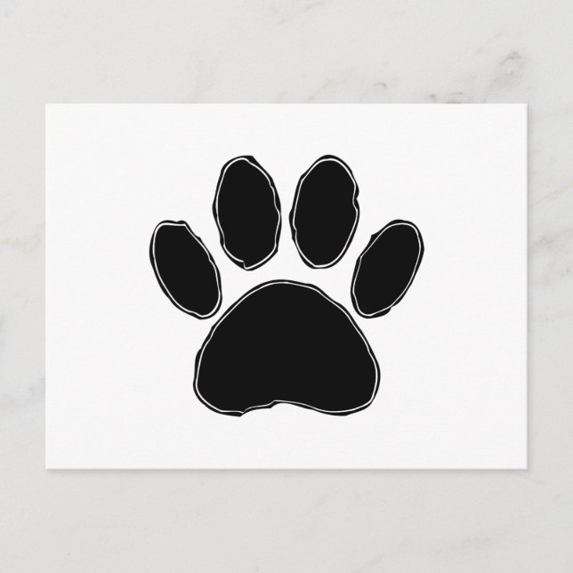 Dog Paw Drawing In Black Postcard (Front)
