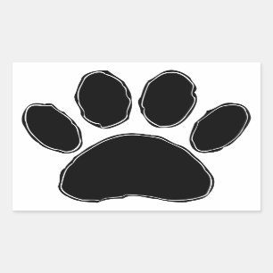 Dog Paw Drawing In Black Rectangular Sticker