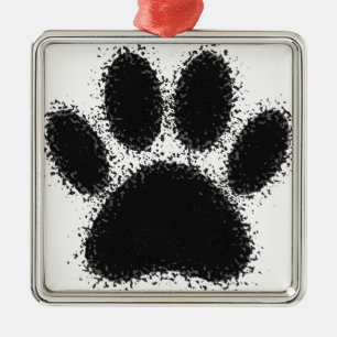 Dog Paw Drawing Metal Tree Decoration