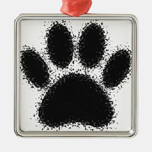 Dog Paw Drawing Metal Tree Decoration (Front)