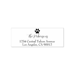 Dog Paw Family Name Return Address Self-inking Stamp