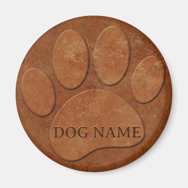 Dog Paw Faux Terracotta Print Magnet (Front)