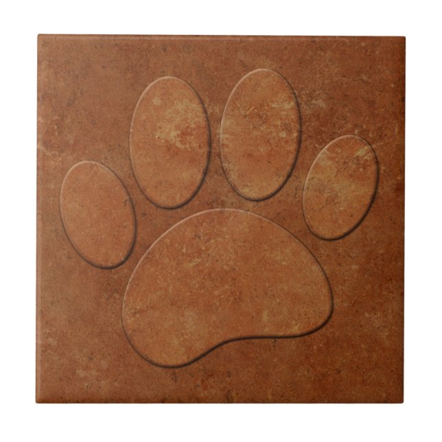 Dog Paw Faux Terracotta Print Tile (Front)