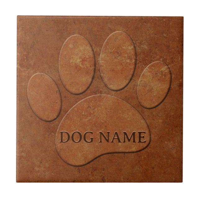 Dog Paw Faux Terracotta Print Tile (Front)