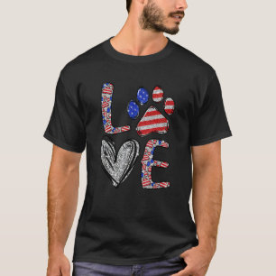 Dog Paw Happy Independence Day 4th Of July Usa Fl T-Shirt