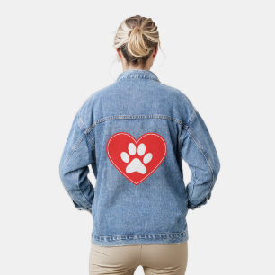 Dog Paw Heart Denim Jacket