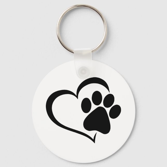 Dog Paw & Heart Keychain (Front)