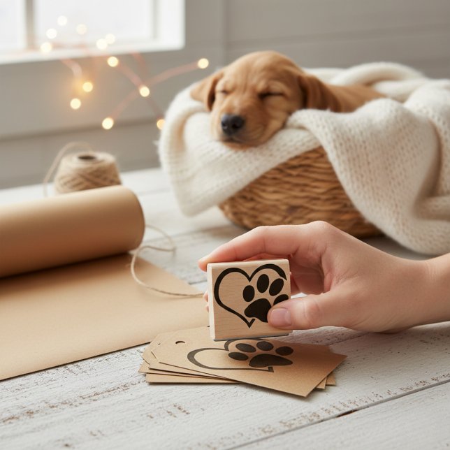 Dog Paw Heart Silhouette Rubber Stamp (Dog Paw Heart Silhouette Rubber Stamp)