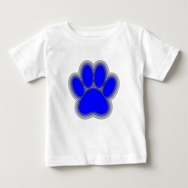 Dog Paw In Blue With Outlines Baby T-Shirt (Front)