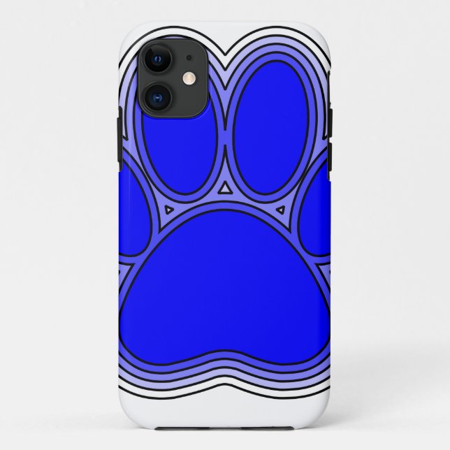 Dog Paw In Blue With Outlines Case-Mate iPhone Case (Back)