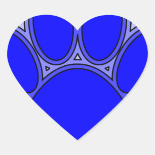 Dog Paw In Blue With Outlines Heart Sticker