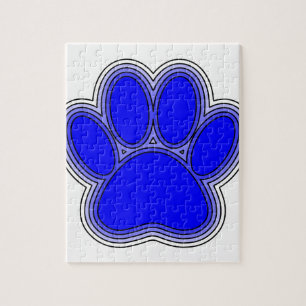 Dog Paw In Blue With Outlines Jigsaw Puzzle