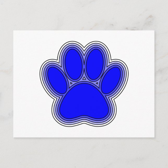 Dog Paw In Blue With Outlines Postcard (Front)