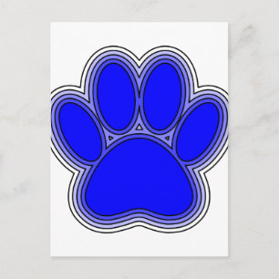 Dog Paw In Blue With Outlines Postcard