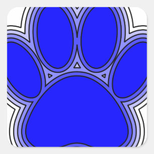 Dog Paw In Blue With Outlines Square Sticker