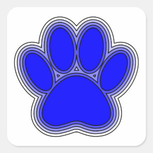 Dog Paw In Blue With Outlines Square Sticker