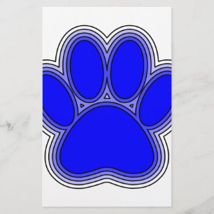 Dog Paw In Blue With Outlines Stationery