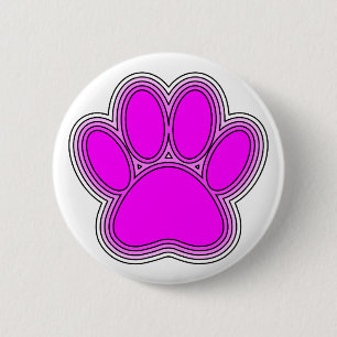 Dog Paw In Pink With Outlines 6 Cm Round Badge