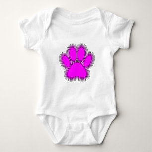 Dog Paw In Pink With Outlines Baby Bodysuit