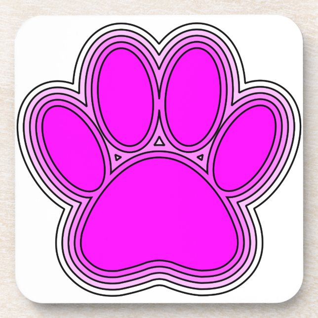 Dog Paw In Pink With Outlines Coaster (Front)